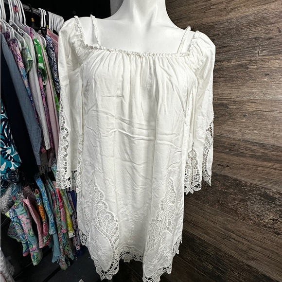 Rue21 White Lace Sundress with Long Flutter Sleeves and Square Neck - Picture 1 of 12